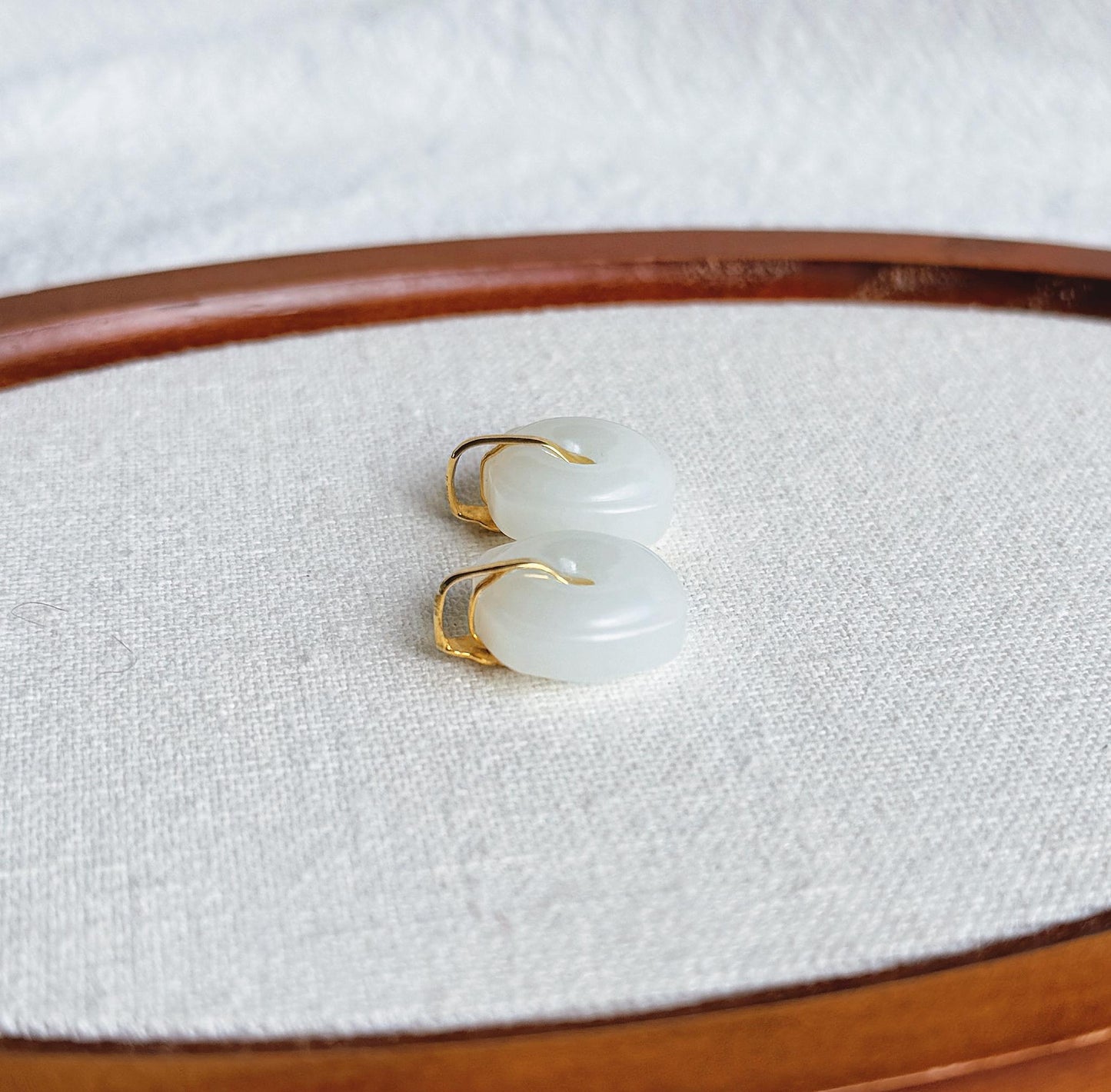 18k White Nephrite Jade Pendant Necklace | Square-Round | 18" Gold-Plated Sterling Silver Chain