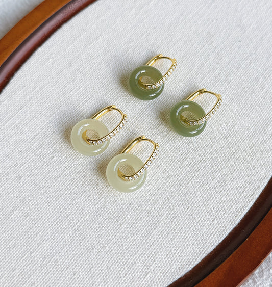Convertible Nephrite Jade Donut Hoop Earrings | 925 Sterling Silver | Gold or Silver Hoops
