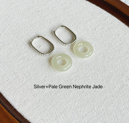 Convertible Nephrite Jade Donut Hoop Earrings | 925 Sterling Silver | Gold or Silver Hoops