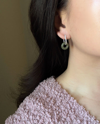 Convertible Nephrite Jade Donut Hoop Earrings | 925 Sterling Silver | Gold or Silver Hoops