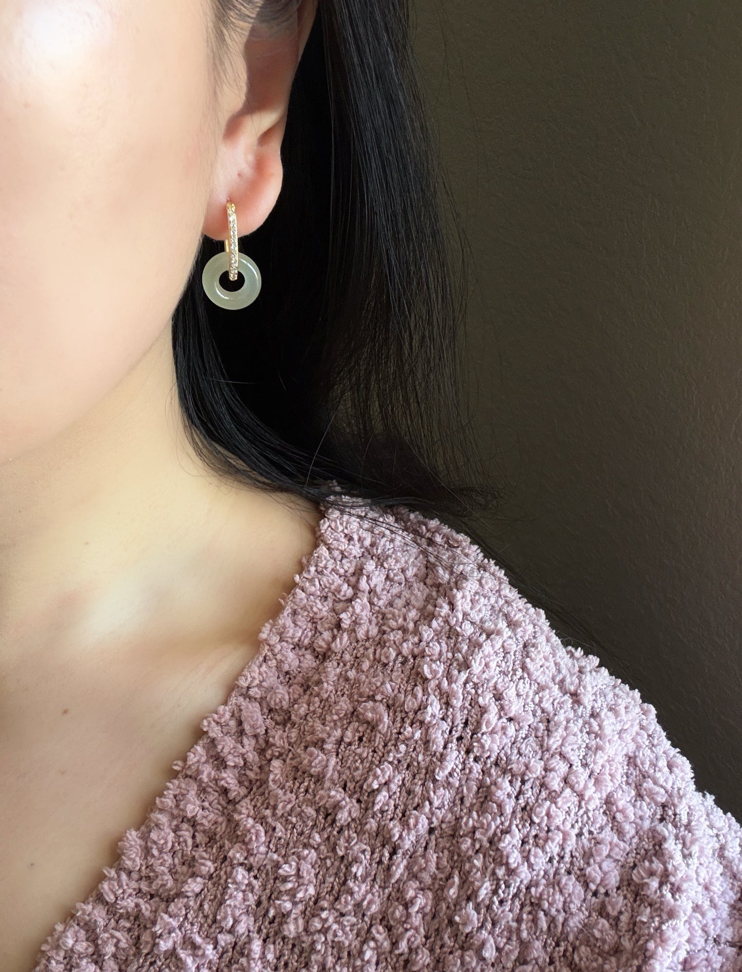 Convertible Nephrite Jade Donut Hoop Earrings | 925 Sterling Silver | Gold or Silver Hoops