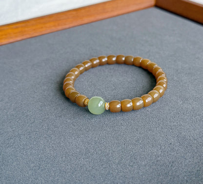 Natural Brown Nephrite Jade Bracelet – Barrel Beads 6*6.5mm