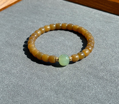 Natural Brown Nephrite Jade Bracelet – Barrel Beads 6*6.5mm