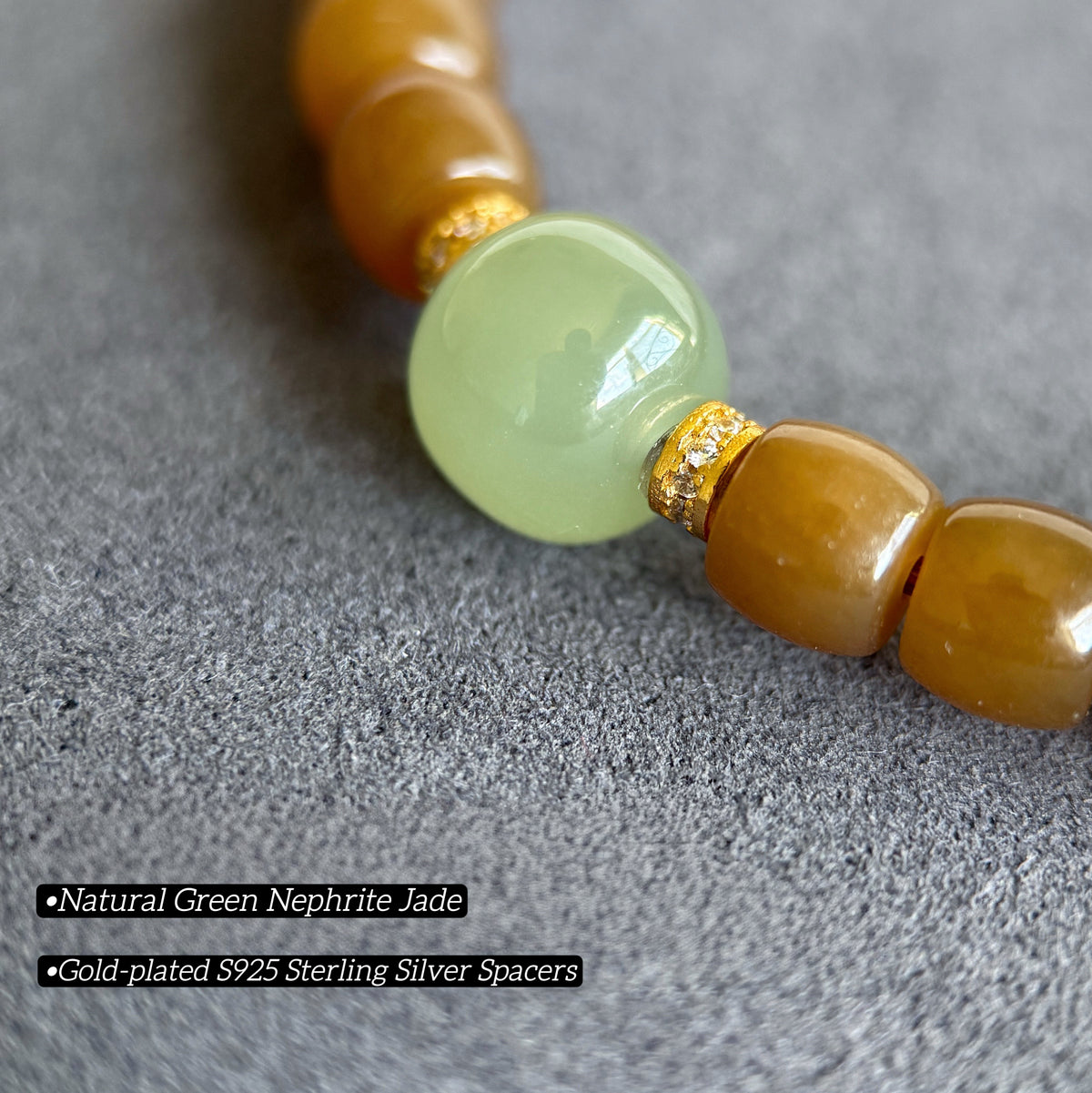 Natural Brown Nephrite Jade Bracelet – Barrel Beads 6*6.5mm