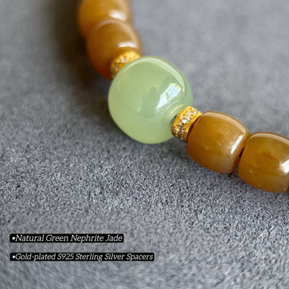 Natural Brown Nephrite Jade Bracelet – Barrel Beads 6*6.5mm