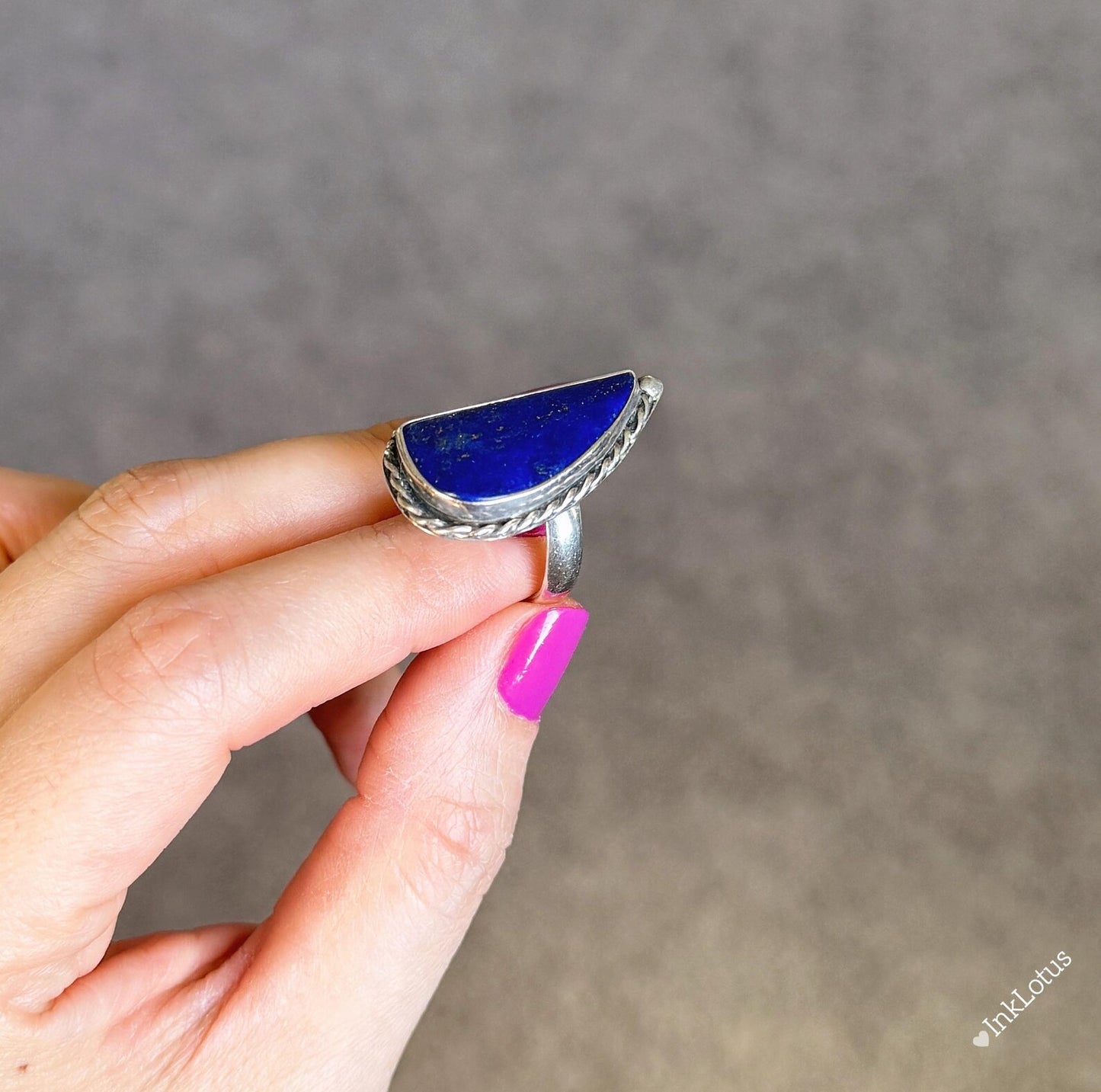 Adjustable Lapis Lazuli Ring in S925 Sterling Silver