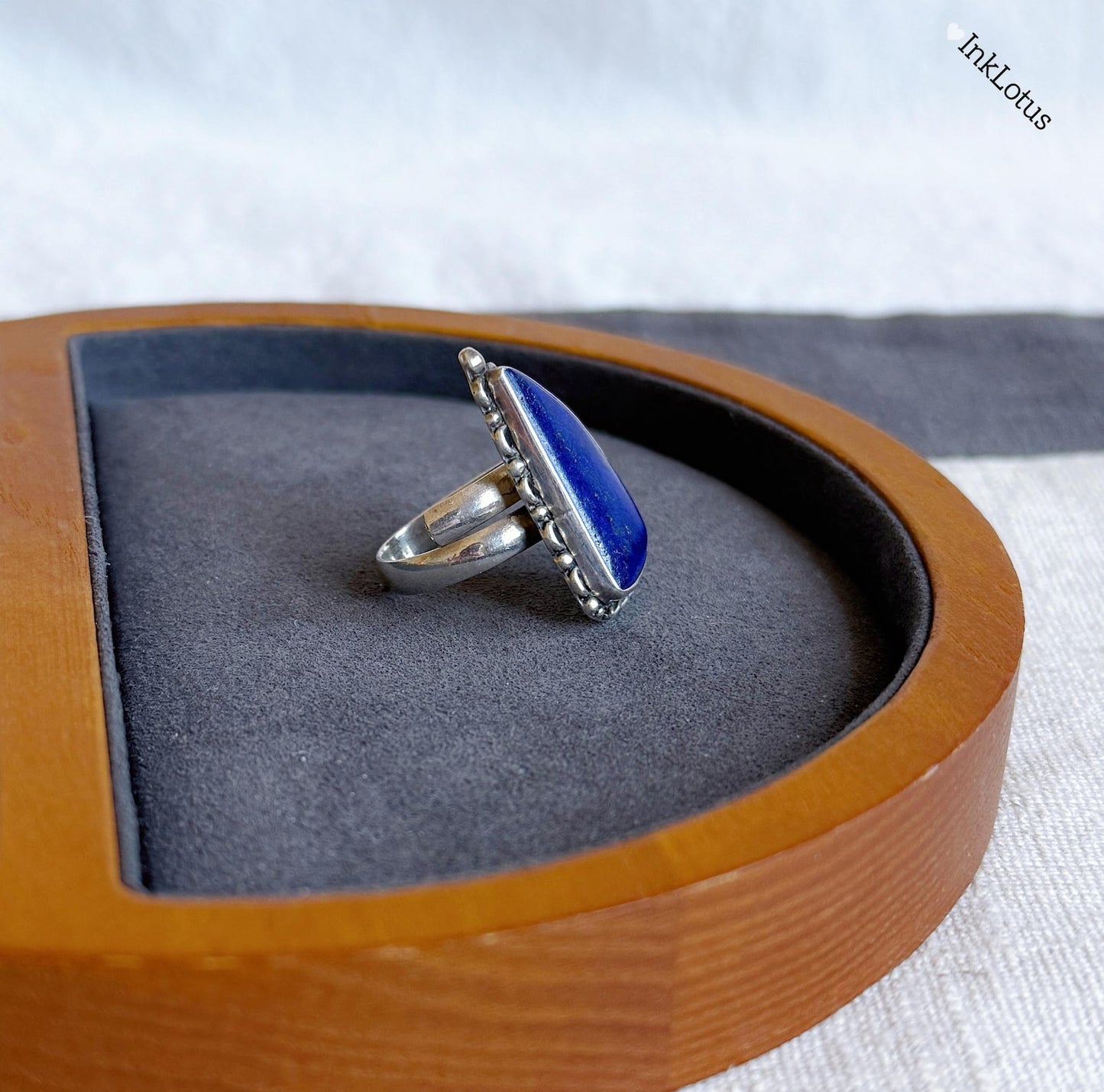 Adjustable Lapis Lazuli Ring in S925 Sterling Silver