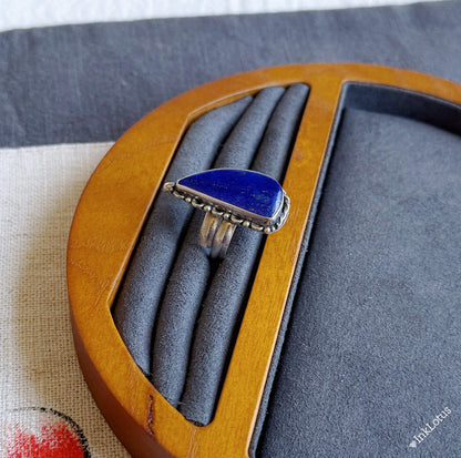 Adjustable Lapis Lazuli Ring in S925 Sterling Silver