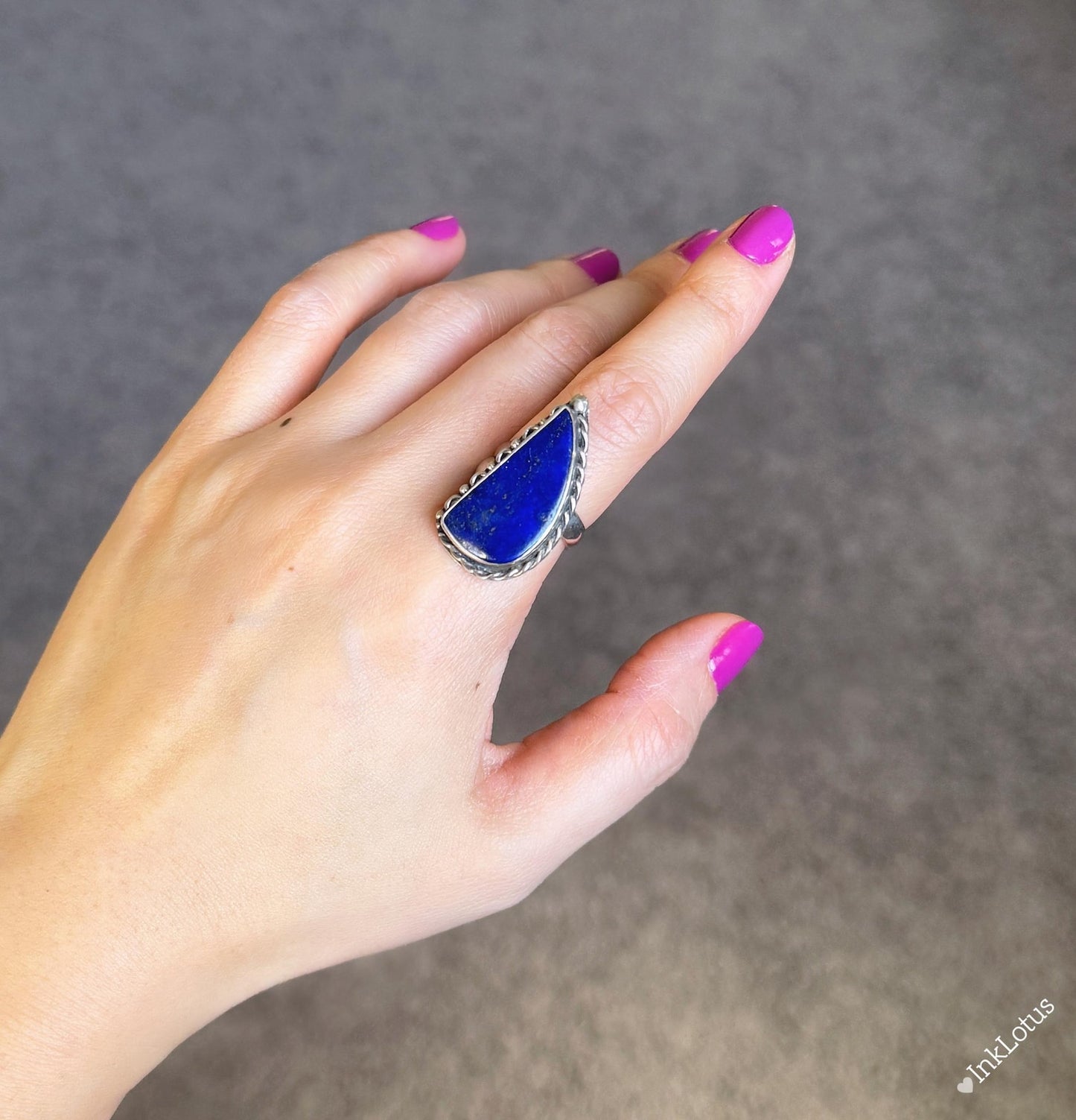 Adjustable Lapis Lazuli Ring in S925 Sterling Silver
