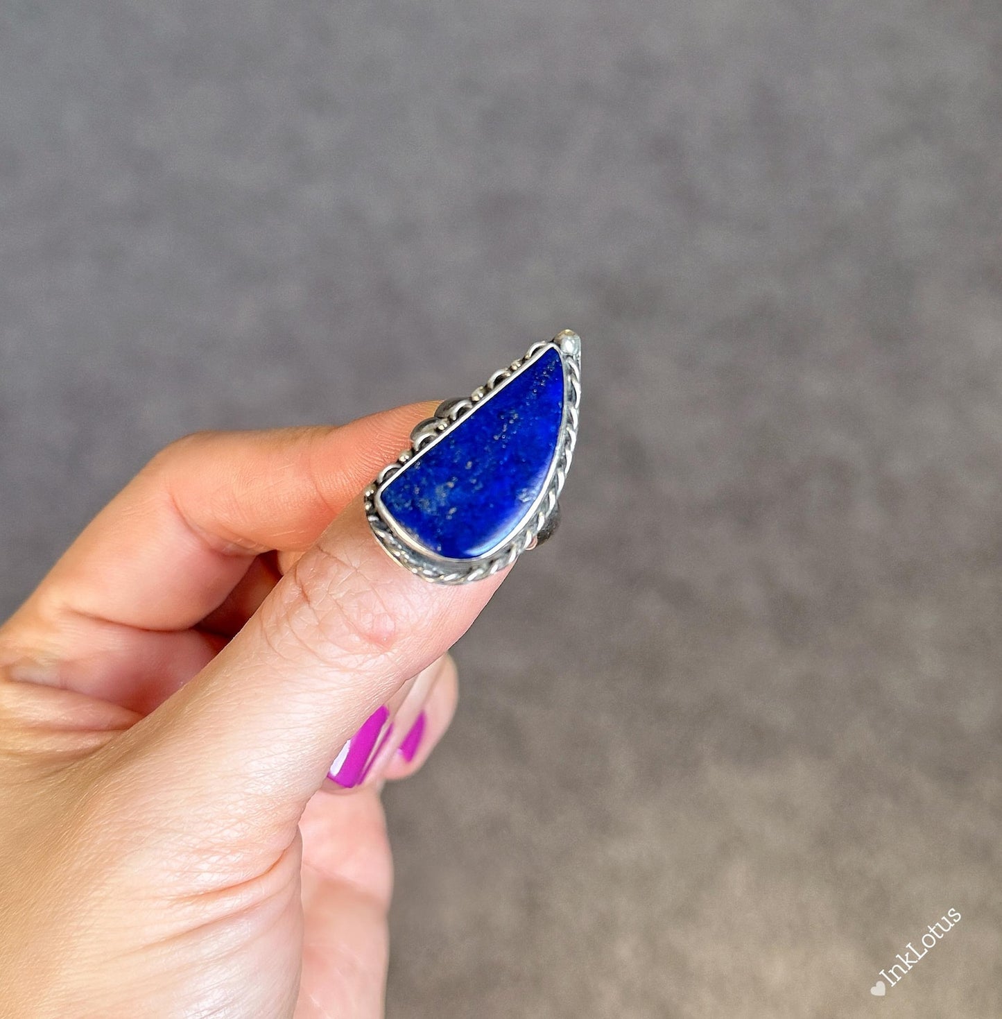 Adjustable Lapis Lazuli Ring in S925 Sterling Silver