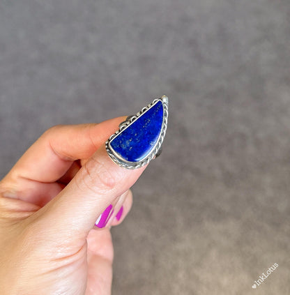 Adjustable Lapis Lazuli Ring in S925 Sterling Silver
