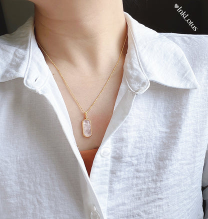 S925 Natural Rose Quartz Crystal Pendant Necklace | Gift for Love