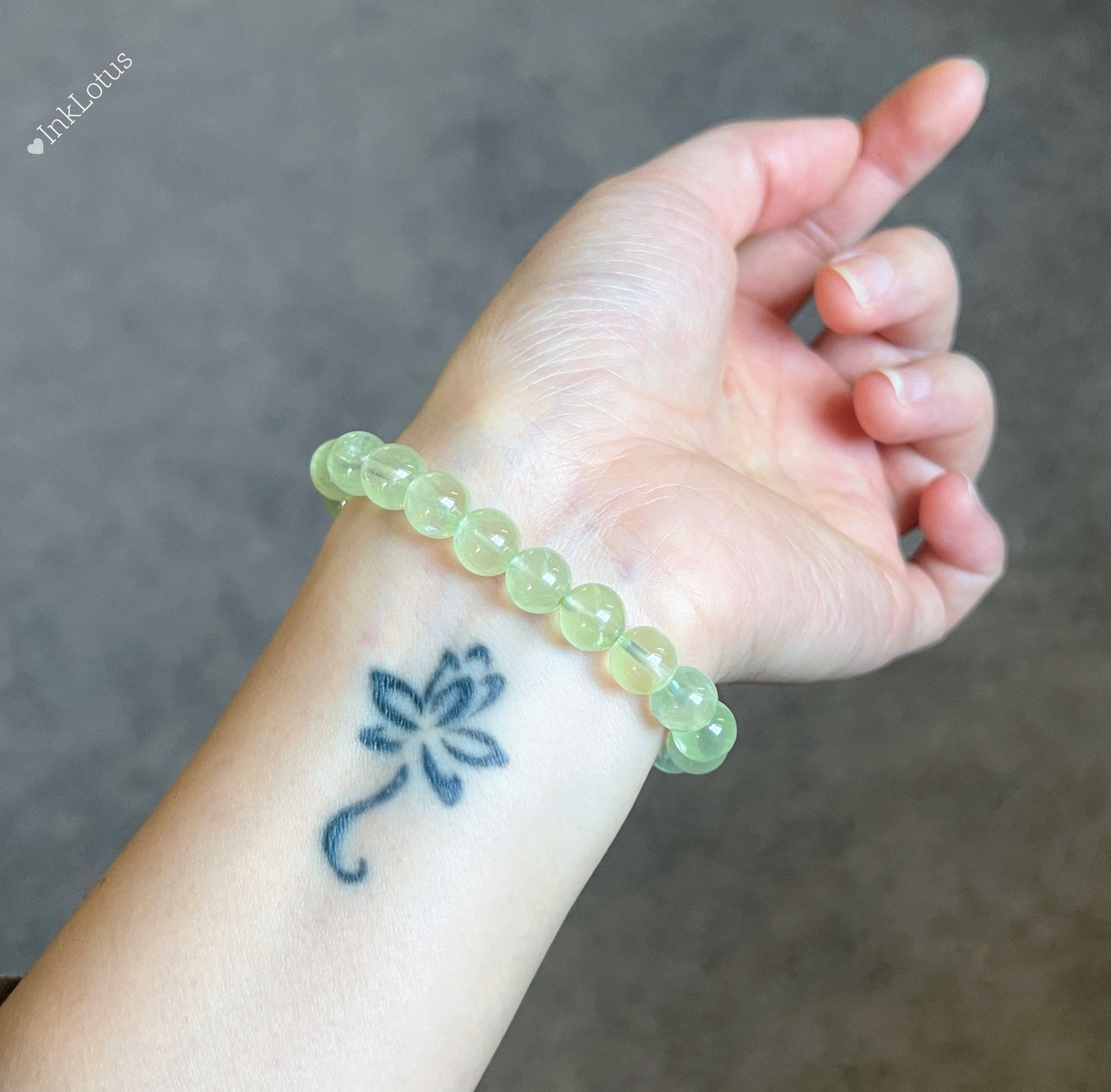 7.5mm AAAA Prehnite Bracelet: Gold-Plated S925 Spacer, Genuine Gemstone Jewelry