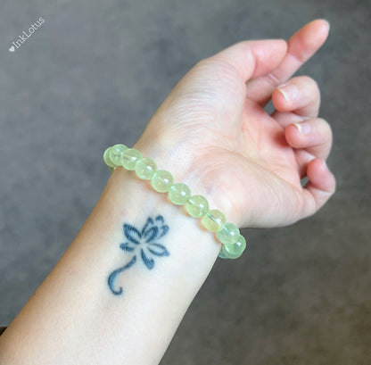 7.5mm AAAA Prehnite Bracelet: Gold-Plated S925 Spacer, Genuine Gemstone Jewelry