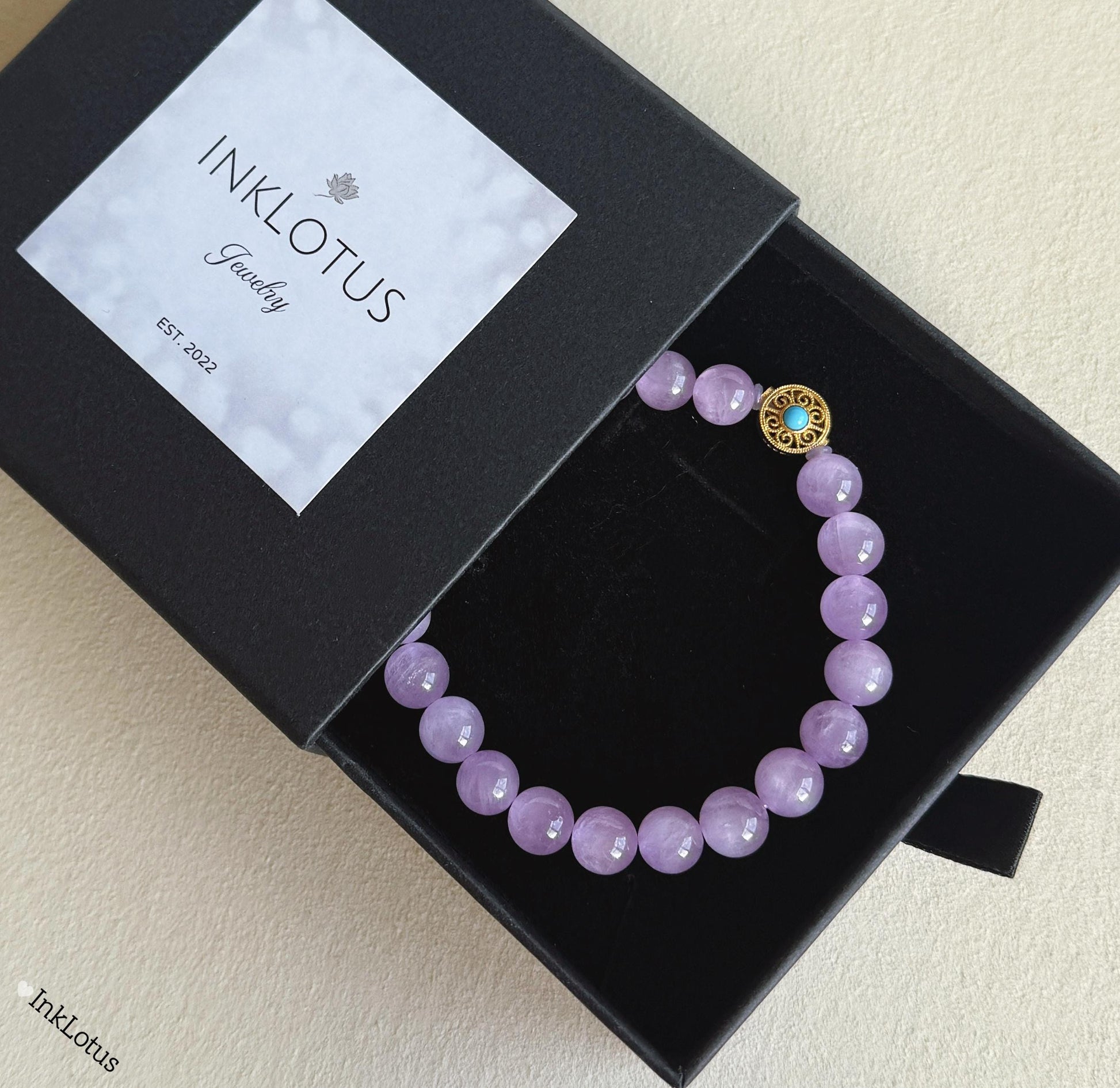7mm Kunzite Bracelet|Natural AAAA+ Kunzite Beads| S925 Natural Turquoise Accent| Healing Heart Chakra Crystal Bracelet| Pink Purple Kunzite