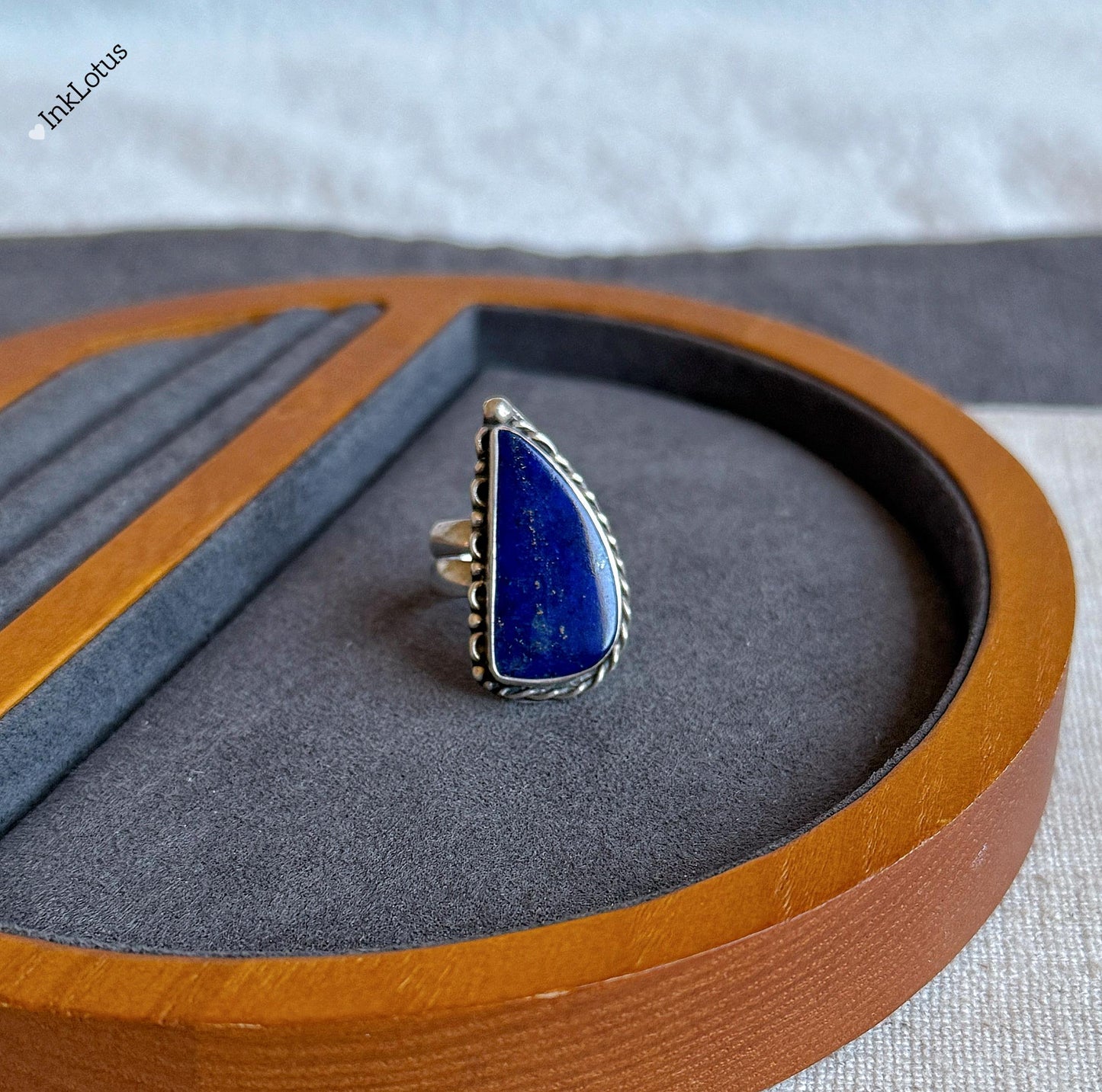 Adjustable Lapis Lazuli Ring in S925 Sterling Silver