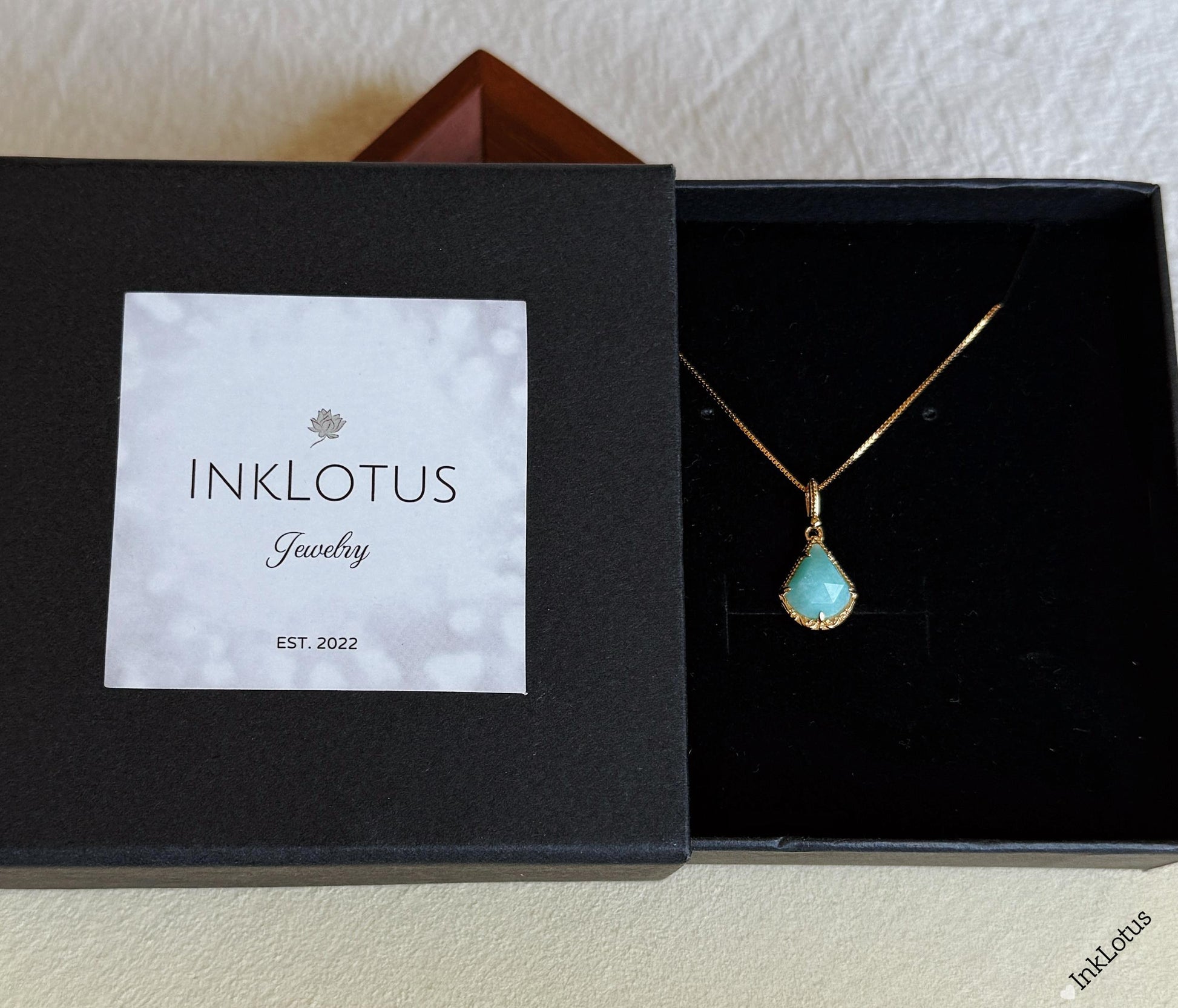 Gold Amazonite Teardrop Pendant: S925 Sterling Silver Necklace