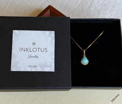 Gold Amazonite Teardrop Pendant: S925 Sterling Silver Necklace