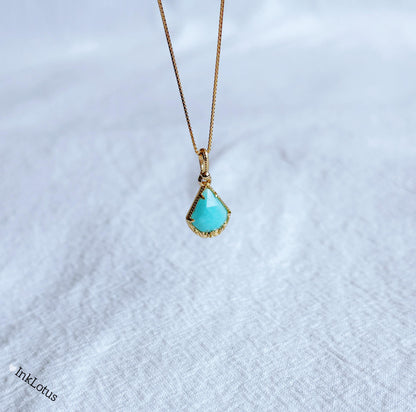 Gold Amazonite Teardrop Pendant: S925 Sterling Silver Necklace