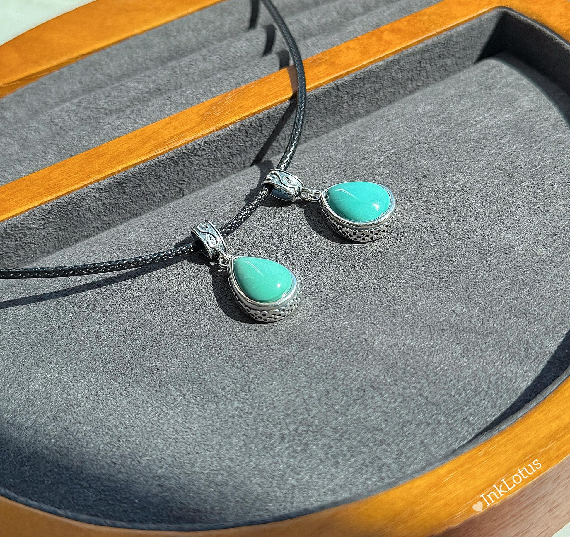 Handcrafted Turquoise Teardrop Pendant: Sterling Silver Necklace, December Birthstone