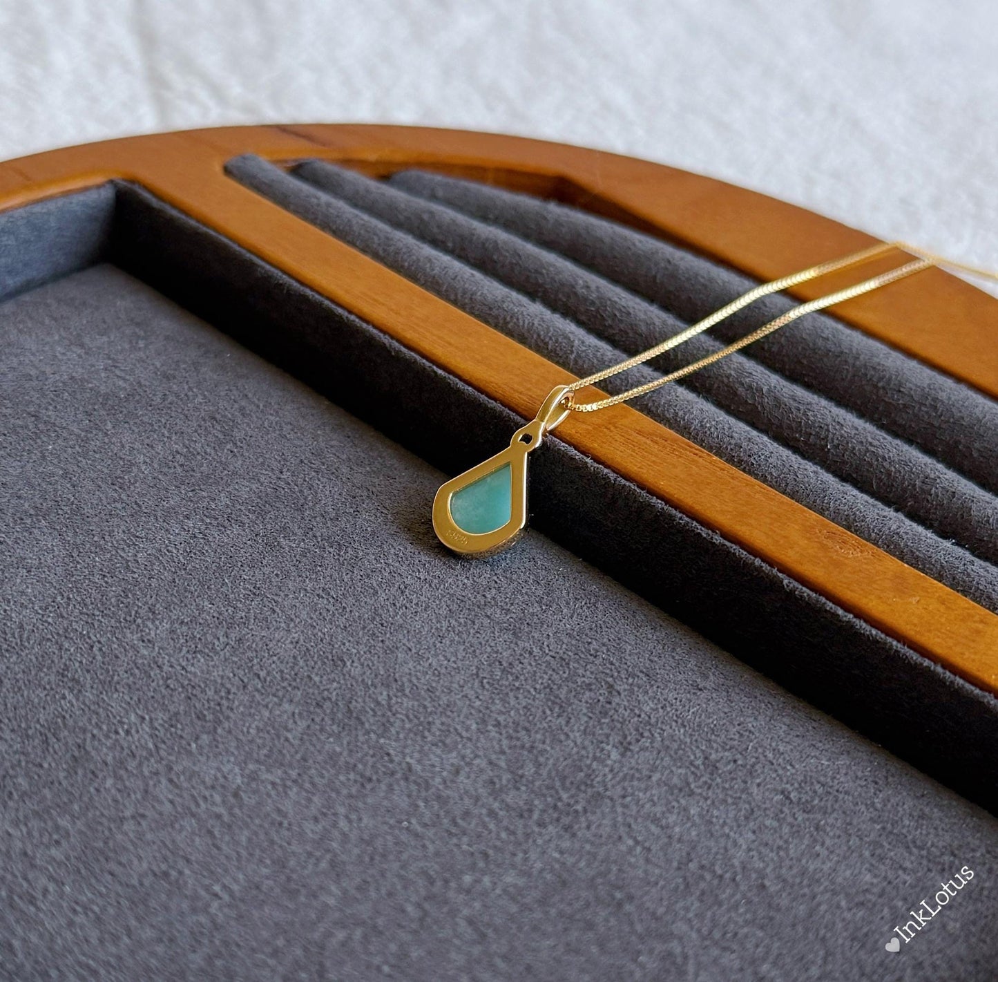 Gold Amazonite Teardrop Pendant: S925 Sterling Silver Necklace