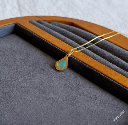Gold Amazonite Teardrop Pendant: S925 Sterling Silver Necklace