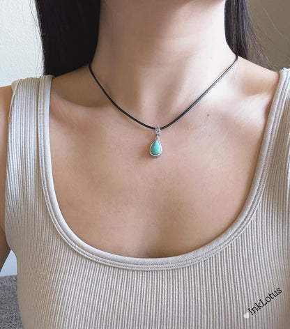 Handcrafted Turquoise Teardrop Pendant: Sterling Silver Necklace, December Birthstone