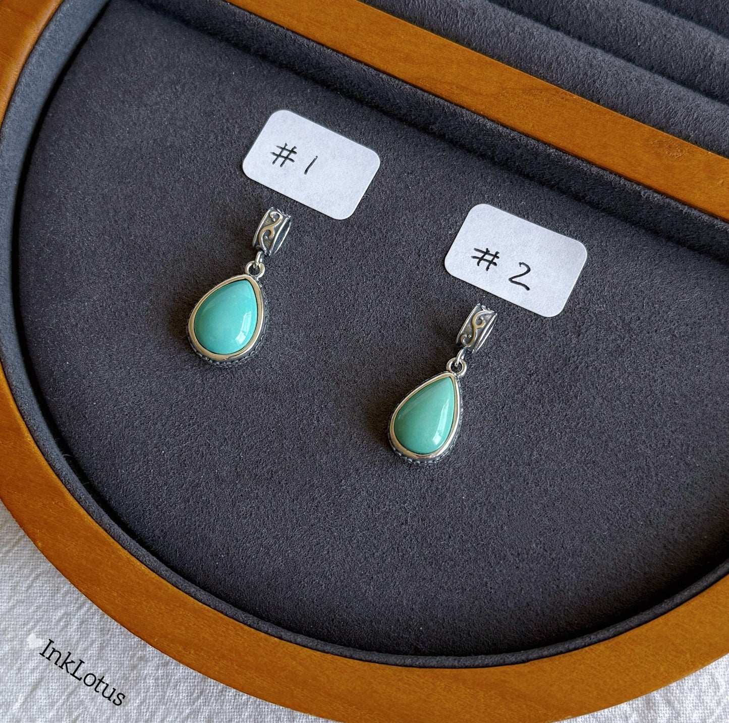 Handcrafted Turquoise Teardrop Pendant: Sterling Silver Necklace, December Birthstone