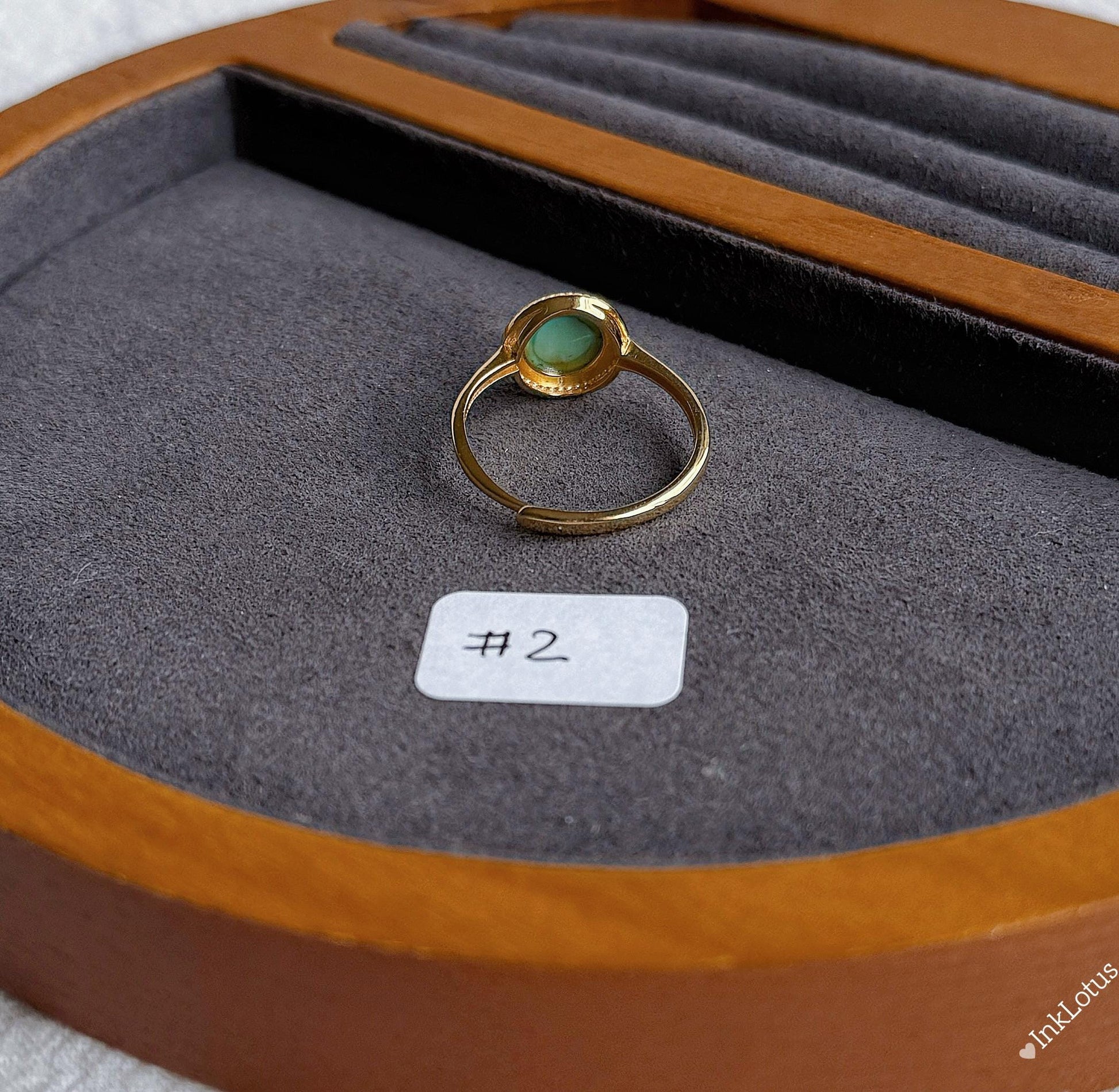Gold Turquoise Ring: Natural and Untreated Turquoise, Adjustable S925 Sterling Silver, December Birthstone