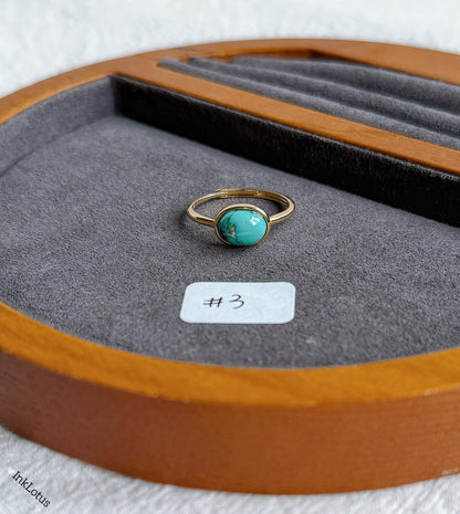 Gold Turquoise Ring: Natural and Untreated Turquoise, Adjustable S925 Sterling Silver, December Birthstone