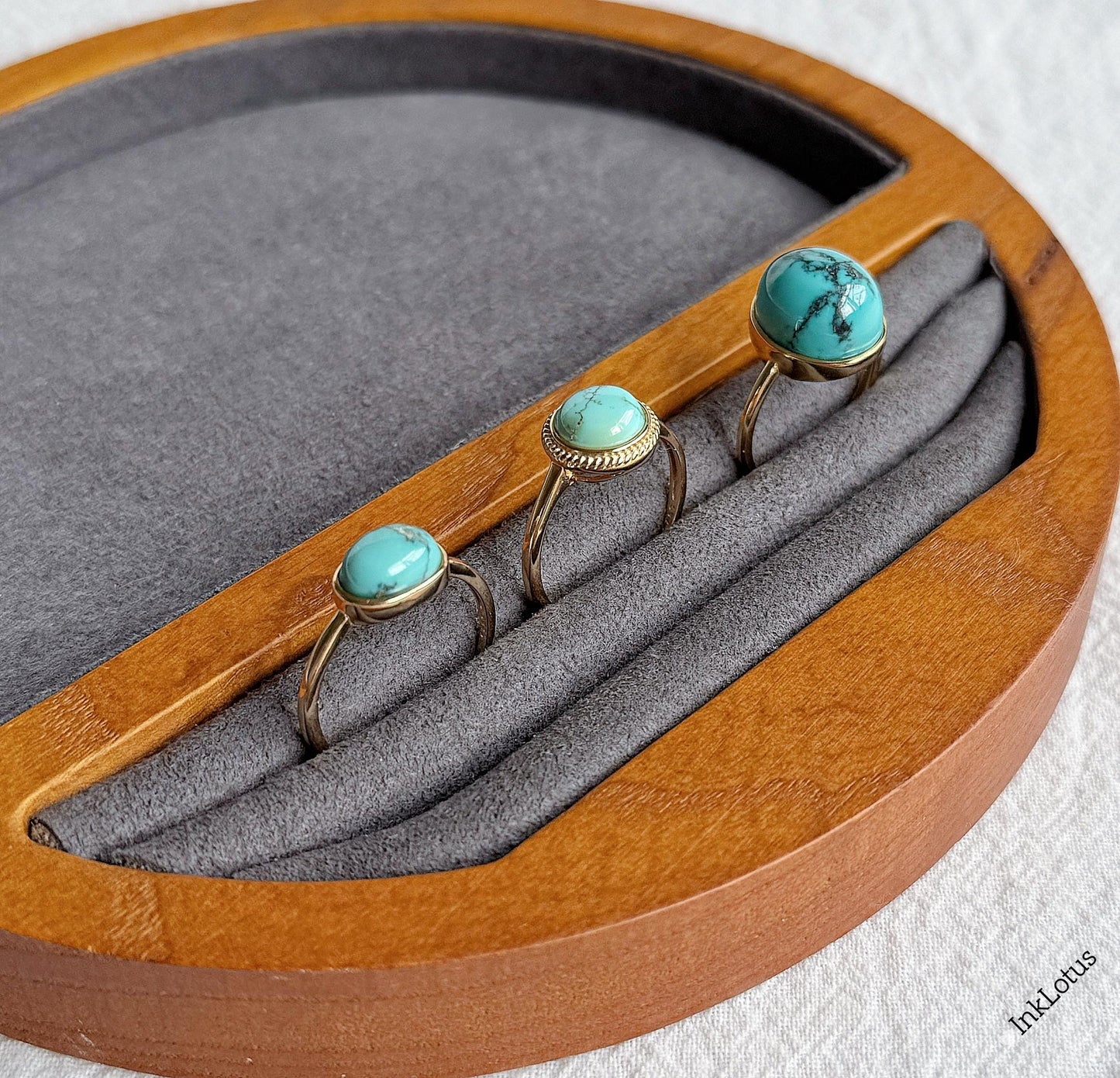 Gold Turquoise Ring: Natural and Untreated Turquoise, Adjustable S925 Sterling Silver, December Birthstone