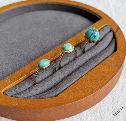 Gold Turquoise Ring: Natural and Untreated Turquoise, Adjustable S925 Sterling Silver, December Birthstone