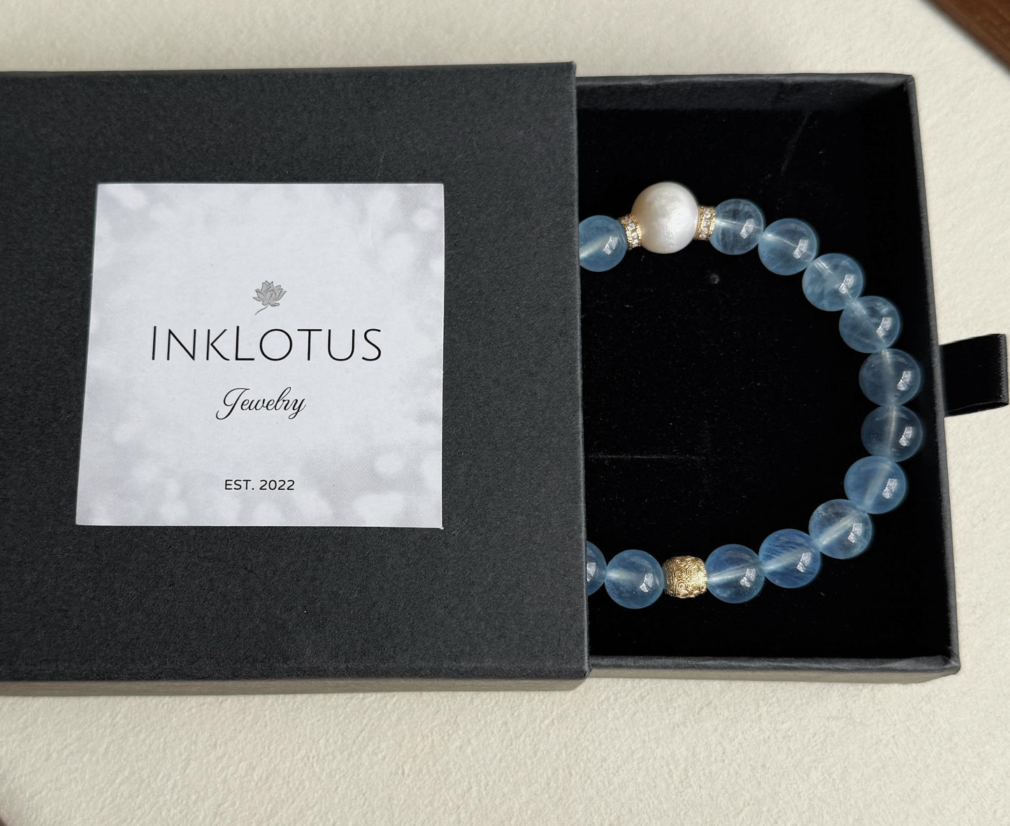 Aquamarine and Pearl Bracelet | S925 Silver, March Birthstone