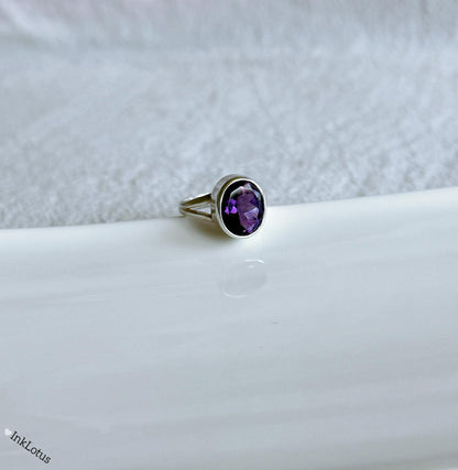 Natural Amethyst Ring | S925 Sterling Silver | US Size 7 | February Birthstone