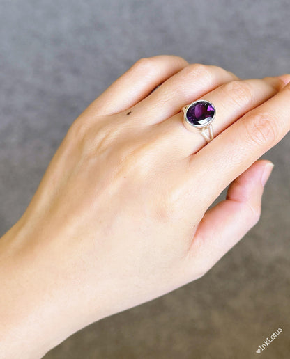 Natural Amethyst Ring | S925 Sterling Silver | US Size 7 | February Birthstone