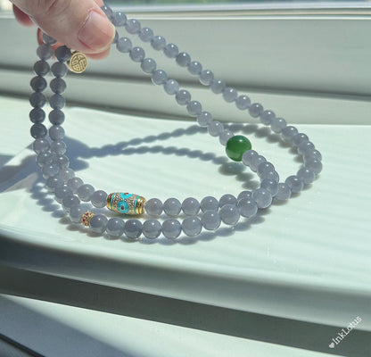 Purple Nephrite Jade Beaded Bracelet 6mm: S925 Silver Accents, Red Agate Buddha
