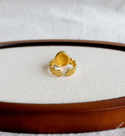 Green Nephrite Jade Ring: Gold-Plated Sterling Silver, Adjustable