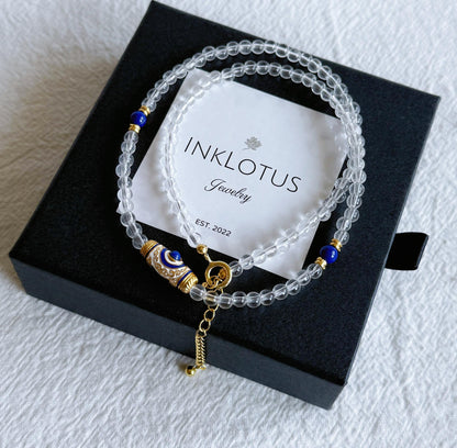 Clear Quartz & Lapis Lazuli Necklace – Sterling Silver, Crystal Choker