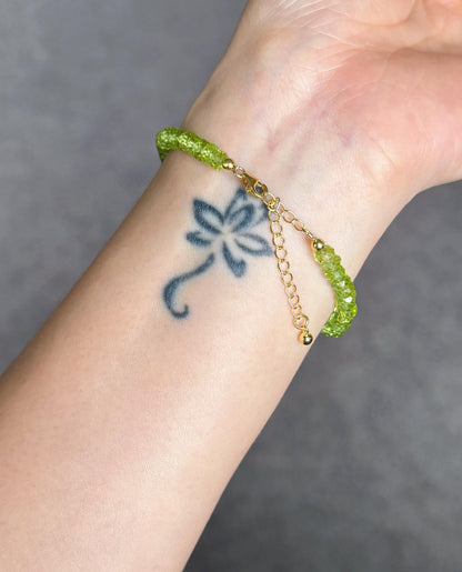 2*4.5mm Dainty Peridot Bracelet: AAAA Natural Peridot, Gold-Plated Sterling Silver August Birthstone