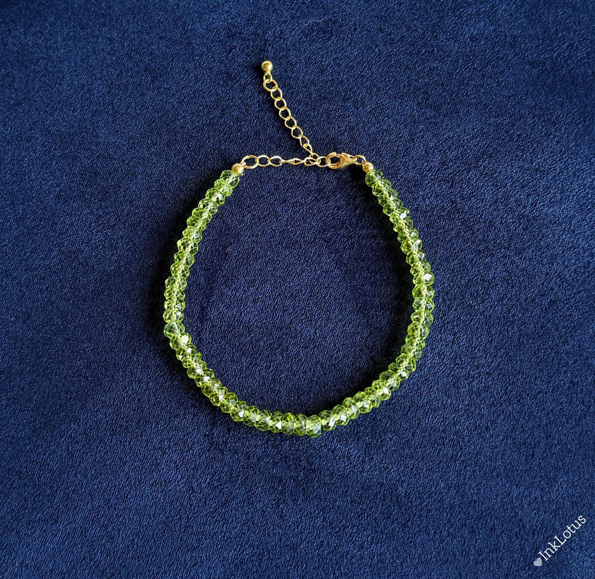 2*4.5mm Dainty Peridot Bracelet: AAAA Natural Peridot, Gold-Plated Sterling Silver August Birthstone