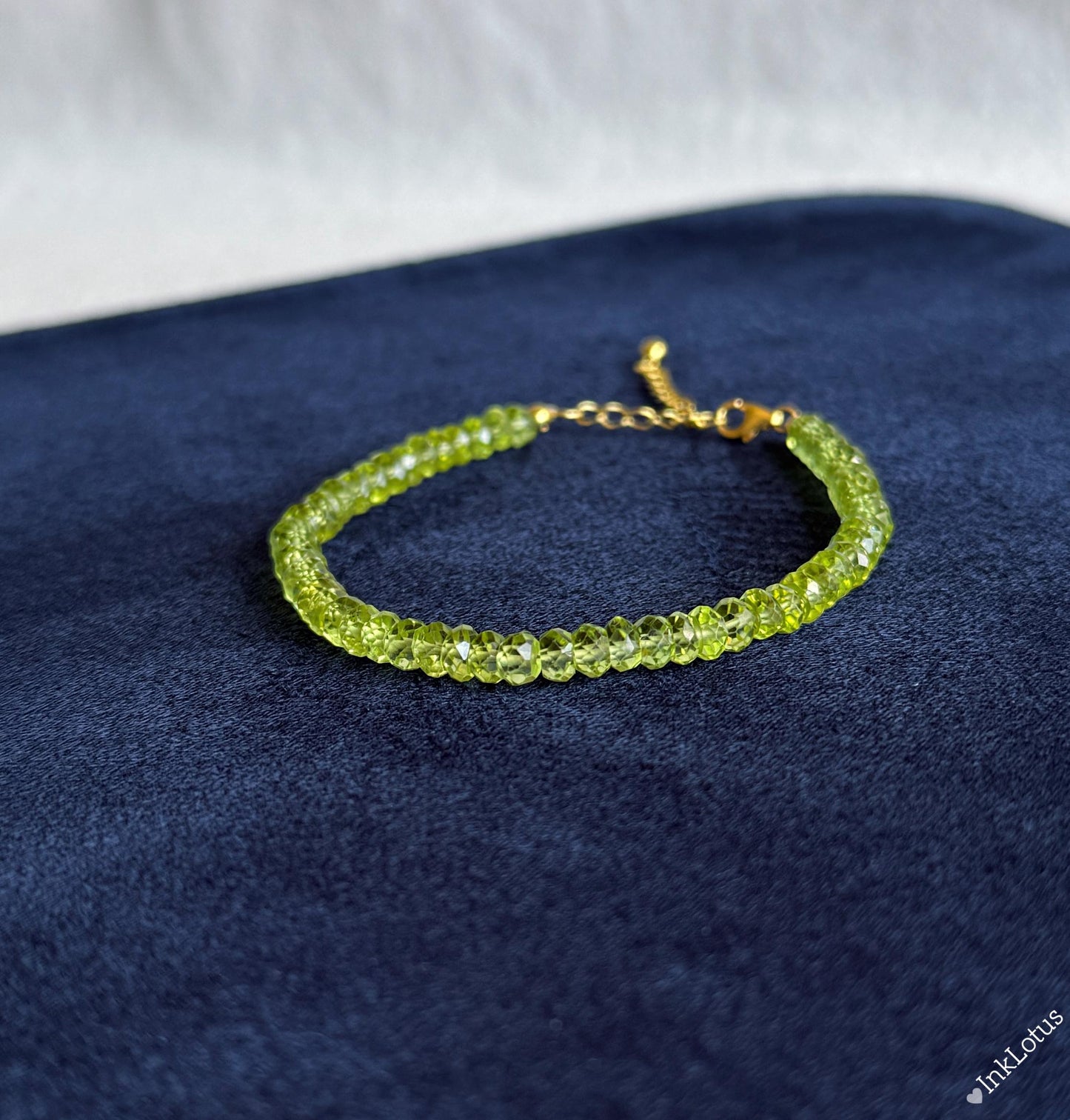 2*4.5mm Dainty Peridot Bracelet: AAAA Natural Peridot, Gold-Plated Sterling Silver August Birthstone