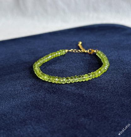 2*4.5mm Dainty Peridot Bracelet: AAAA Natural Peridot, Gold-Plated Sterling Silver August Birthstone