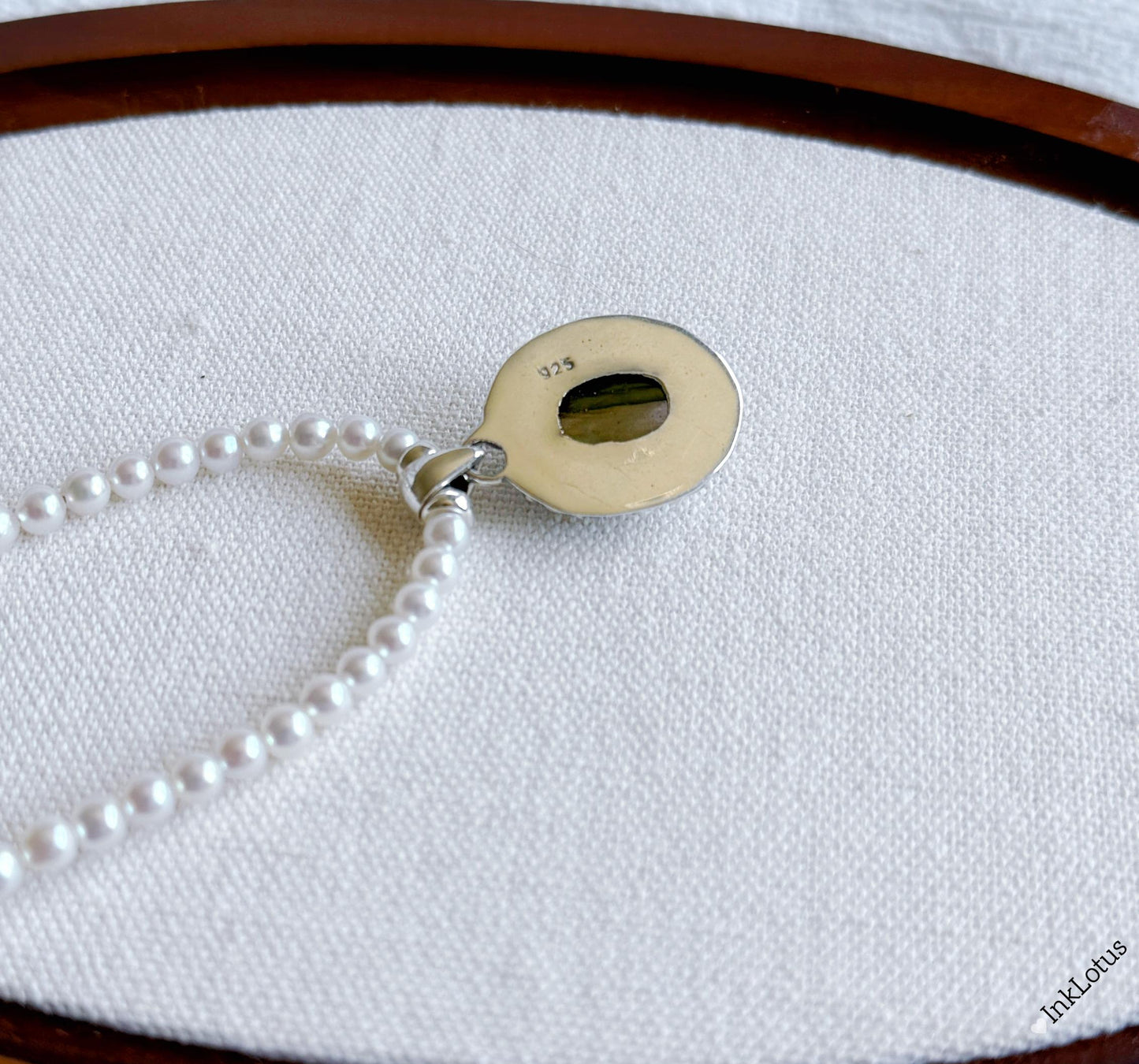Freshwater Pearl Necklace: Sterling Silver Labradorite Pendant, Adjustable Choker