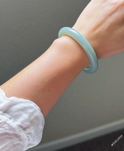 Natural Blue Nephrite Jade Bangle Bracelet – 55mm Inner Diameter, Certified Top-grade Jade Stone