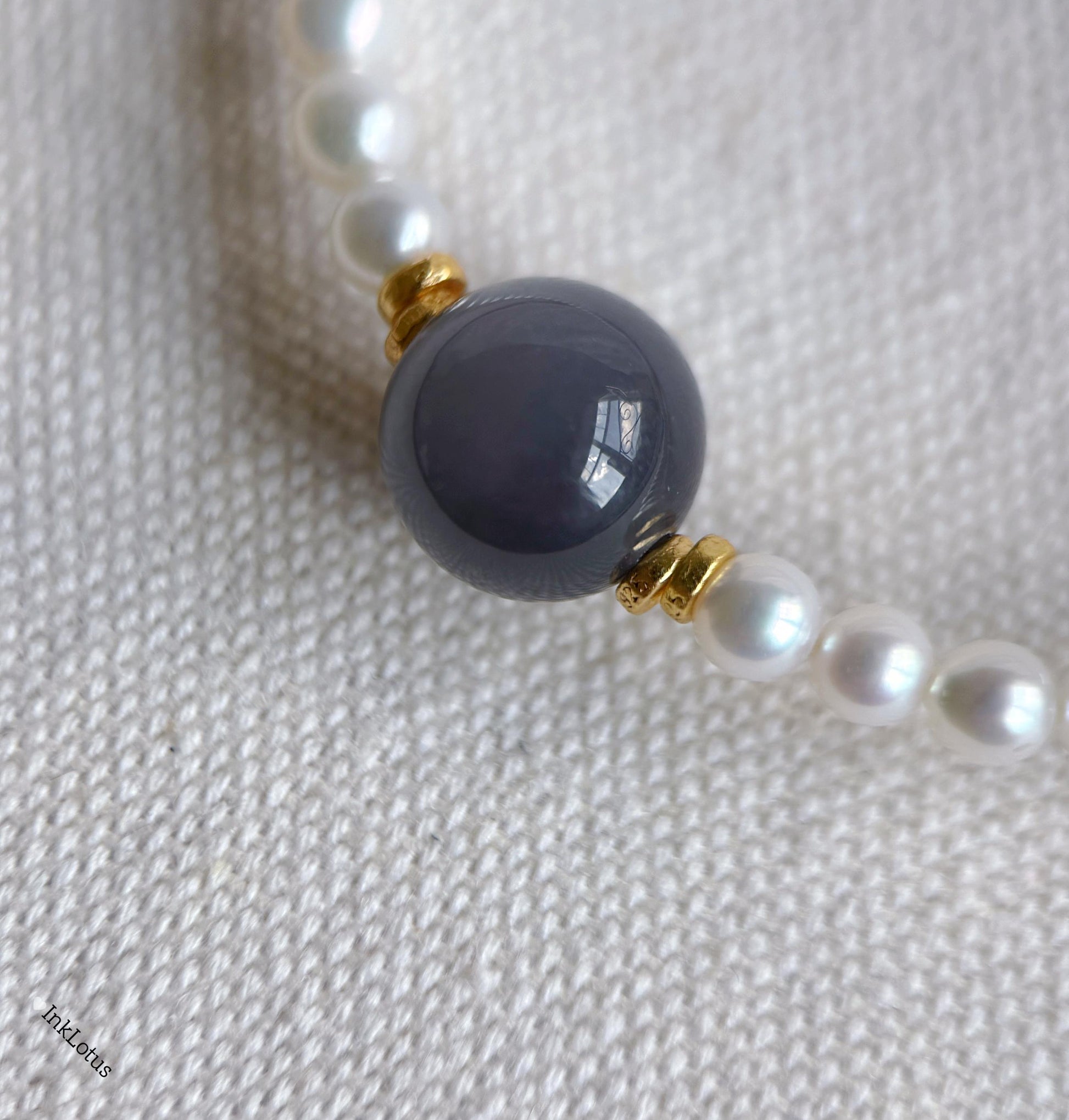 Dainty Pearl Choker 4mm: Gray-Purple Jade, S925 Sterling Silver