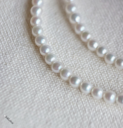 Dainty Pearl Choker 4mm: Gray-Purple Jade, S925 Sterling Silver