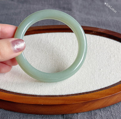 Natural Blue Nephrite Jade Bangle Bracelet – 55mm Inner Diameter, Certified Top-grade Jade Stone