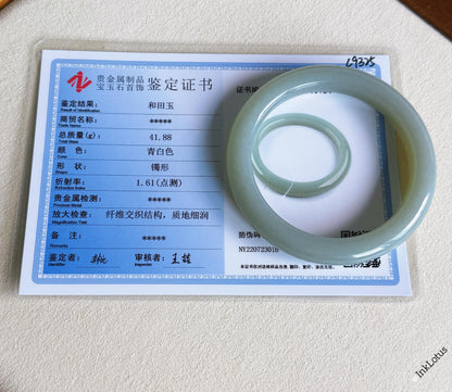 Natural Blue Nephrite Jade Bangle Bracelet – 55mm Inner Diameter, Certified Top-grade Jade Stone