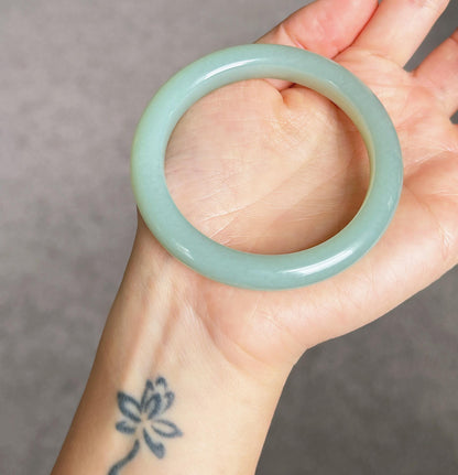 Natural Blue Nephrite Jade Bangle Bracelet – 55mm Inner Diameter, Certified Top-grade Jade Stone
