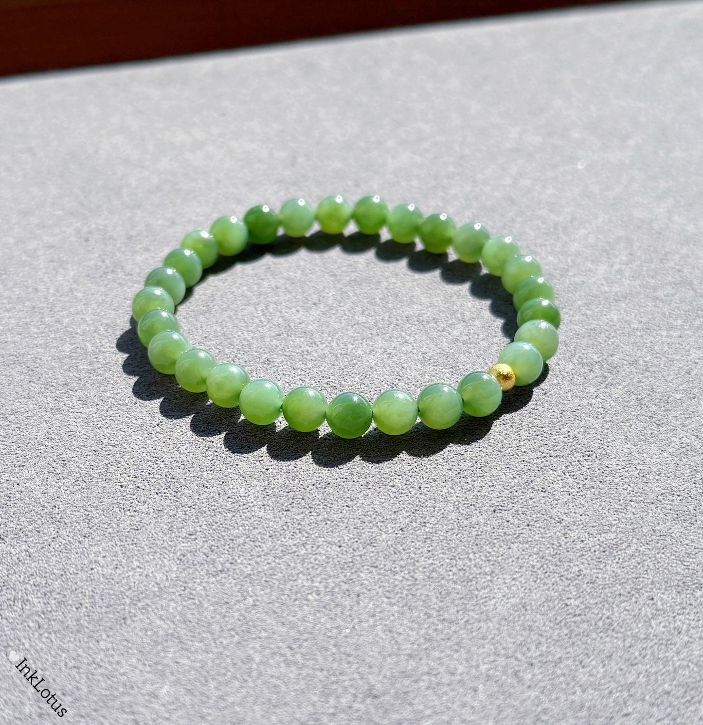 Dainty 6mm Genuine Green Jade Bracelet